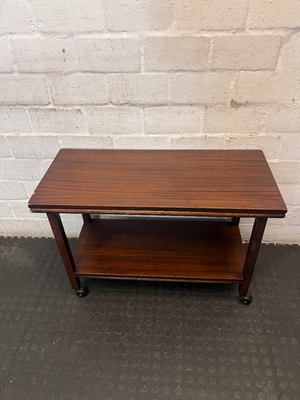 Classic Dark Wood Service Trolley with Castors — Fair Used Condition - 2ndhandwarehouse.com