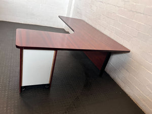 Classic L-Shape Office Desk with Integrated Drawers