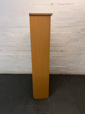 Classic Oak-Style Five-Tier Bookshelf — Well-Used Condition