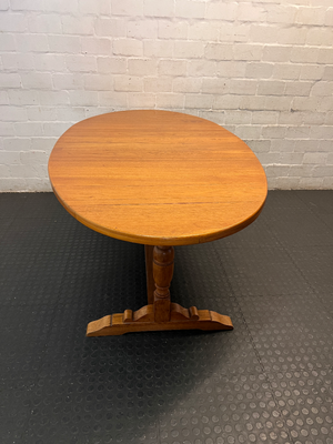 Classic Oval Wooden Trestle Dining Table — Fair Condition with Visible W - 2ndhandwarehouse.com
