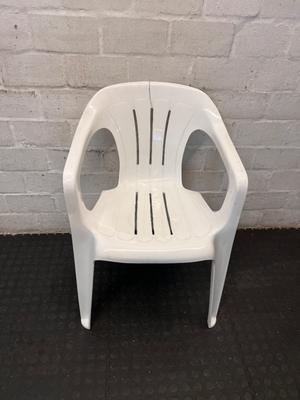 Classic White Outdoor Plastic Chair with Armrests - 2ndhandwarehouse.com