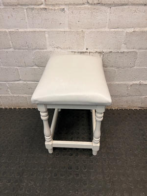 Classic White Upholstered Timber Stool