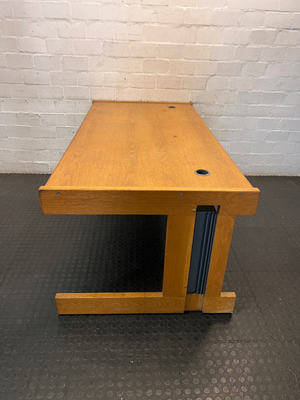 Classic Wood-Toned Office Desk with Cable Management - 2ndhandwarehouse.com