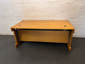 Classic Wood-Toned Office Desk with Cable Management - 2ndhandwarehouse.com