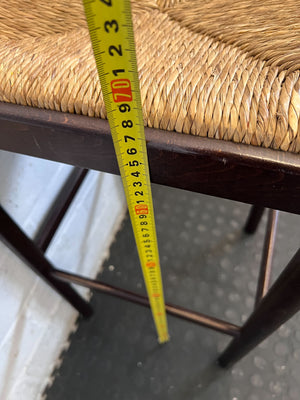 Classic Wooden Bar Stool with Woven Rush Seat