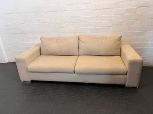 Comfortable 2-Seater Beige Sofa with Modern Chrome Feet