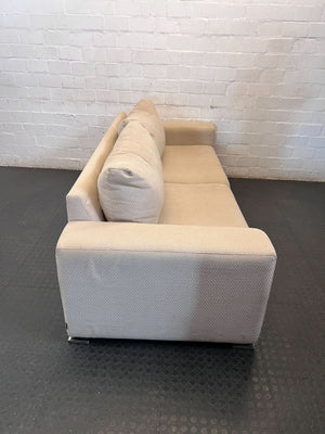 Comfortable 2-Seater Beige Sofa with Modern Chrome Feet