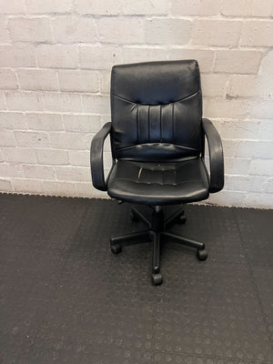 Comfortable Black Faux Leather Office Chair - 2ndhandwarehouse.com