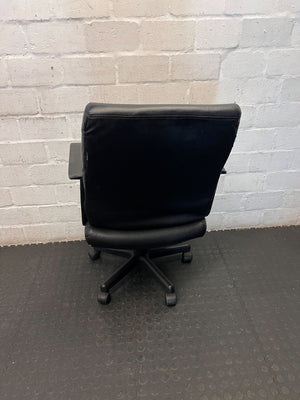 Comfortable Black Faux Leather Office Chair - 2ndhandwarehouse.com