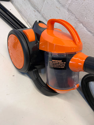 Compact Black and Orange Cylinder Vacuum Cleaner β Good Condition