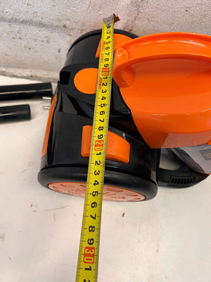 Compact Black and Orange Cylinder Vacuum Cleaner β Good Condition