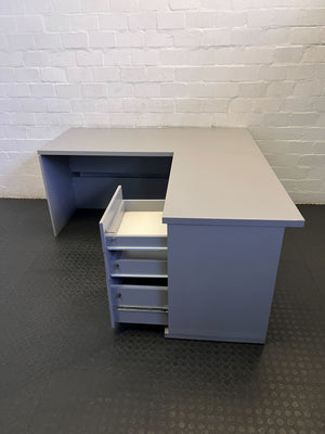 Compact Grey L-Shaped Office Desk with Storage