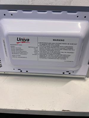 Compact Silver Univa Microwave - Excellent Condition with Minor Scratches - REDUCED