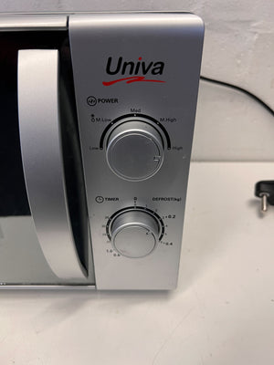 Compact Silver Univa Microwave - Excellent Condition with Minor Scratches - REDUCED