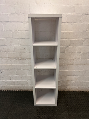 Compact White Four-Tier Bookshelf — Used; Fair Condition