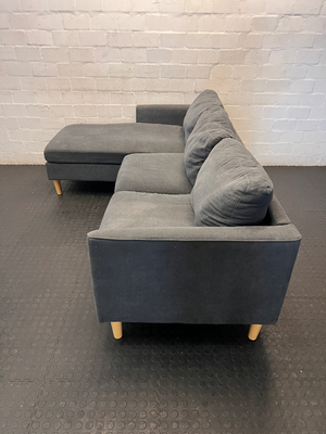 Contemporary Grey Joey Fabric L-Shape Couch - 2ndhandwarehouse.com