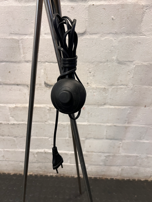 Contemporary Tripod Floor Lamp with Chrome Finish Base — Fair Condition with Visible Wear