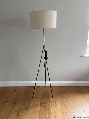 Contemporary Tripod Floor Lamp with Chrome Finish Base — Fair Condition with Visible Wear