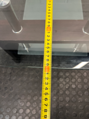 Contemporary Two-Tier Glass and Wood Coffee Table — Fair Used Condition