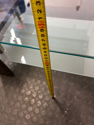 Contemporary Two-Tier Glass and Wood Coffee Table — Fair Used Condition