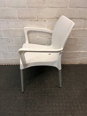 White Moulded Outdoor Chair with Metal Legs