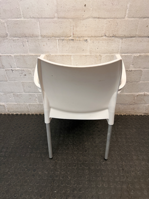 White Moulded Outdoor Chair with Metal Legs