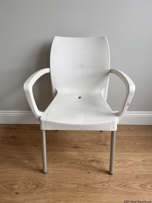 White Moulded Outdoor Chair with Metal Legs