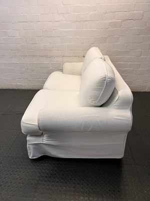 Coricraft 2 Seater White Slipcover Couch — Fair Used Condition