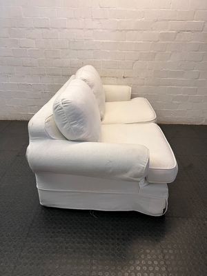 Coricraft 2 Seater White Slipcover Couch — Fair Used Condition