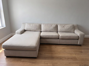 Coricraft Grey Fabric L-Shaped Couch — Clean and Comfortable Condition