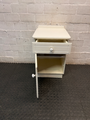 Cottage Style Wooden Bedside Table in Off-White — Good Condition