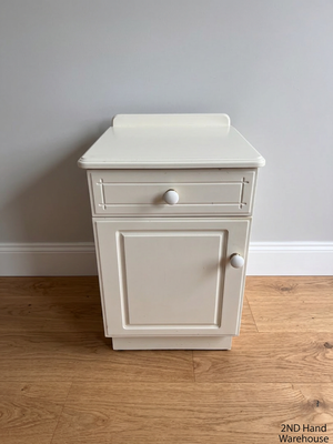 Cottage Style Wooden Bedside Table in Off-White — Good Condition