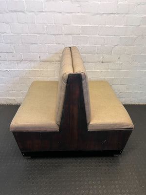 DBL SIDED - 110CM- Stylish Beige Upholstered Restaurant Booth Seat Wooden Frame – Minor Wear