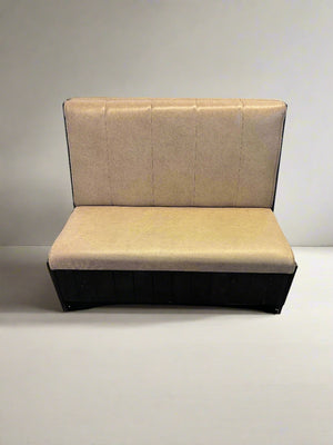 DBL SIDED - 110CM- Stylish Beige Upholstered Restaurant Booth Seat Wooden Frame – Minor Wear