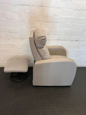 Cozy Grey Fabric Recliner Chair & Ottoman Set - 2ndhandwarehouse.com