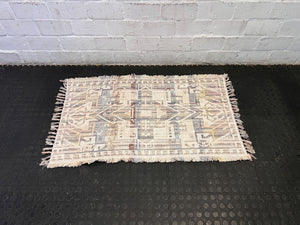 Cozy Bohemian Woven Area Rug with Fringe – Light Pastel Design - PRICE DROP
