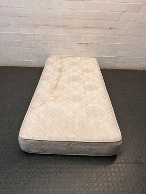 Cream Floral Single Bed Mattress — Water Damage Stains