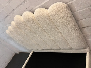 Cream Scalloped Bouclé Double Bed Frame — Good Working Order