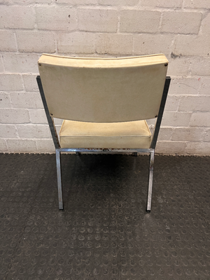 Cream Upholstered Office Chair with Chrome Frame — Upholstery Damage and Staining