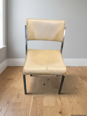 Cream Upholstered Office Chair with Chrome Frame — Upholstery Damage and Staining