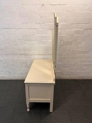 Cream and Wood Dressing Table with Tri-Fold Mirror — Fair Used Condition