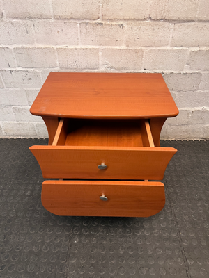 Curved Wooden 2-Drawer Bedside Pedestal