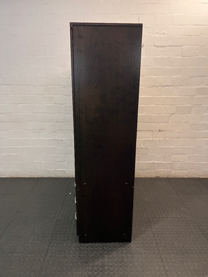 Dark Brown 3-Door Wardrobe with Drawers — Good Working Order