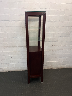 Dark Brown Antique-Style Cabinet with Glass Shelves and 4 Drawers - 2ndhandwarehouse.com