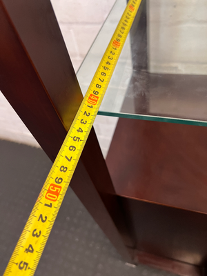 Dark Brown Antique-Style Cabinet with Glass Shelves and 4 Drawers - 2ndhandwarehouse.com