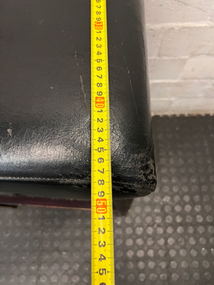 Dark Faux-Leather Upholstered Bar Stool — Well Used with Heavy Surface Wear