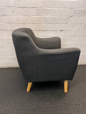 Dark Grey Decofurn 1 Seater Couch - Worn Arms and Sagging Seat - 2ndhandwarehouse.com