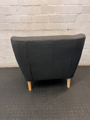 Dark Grey Decofurn 1 Seater Couch - Worn Arms and Sagging Seat - 2ndhandwarehouse.com