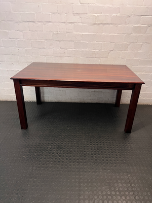 Dark Wood Dining Set with Red Upholstered Chairs — Clean and Well Maintained - 2ndhandwarehouse.com