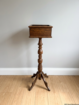 Traditional Dark Wood Turned Pedestal Planter Stand